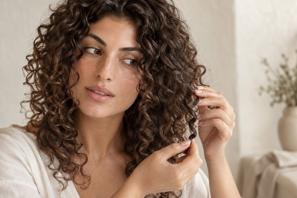 הגדרת קווצת תלתל בעזרת האצבעות — תמונת המחשה